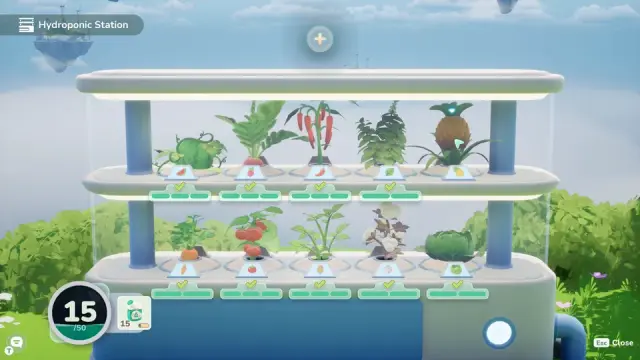 A Loftia hydroponic station growing vegetables