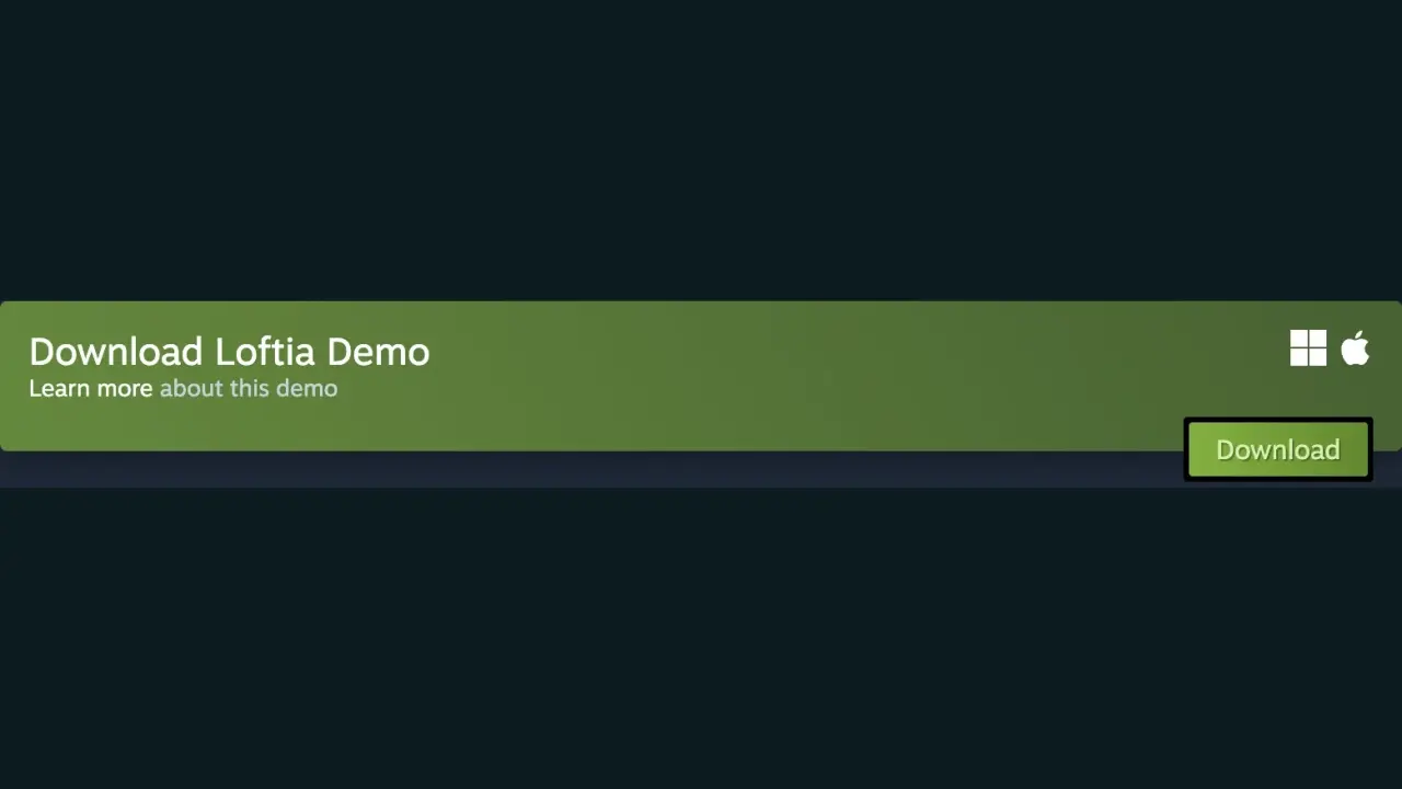 Download Loftia Demo section with the Download button and Windows and Mac icons