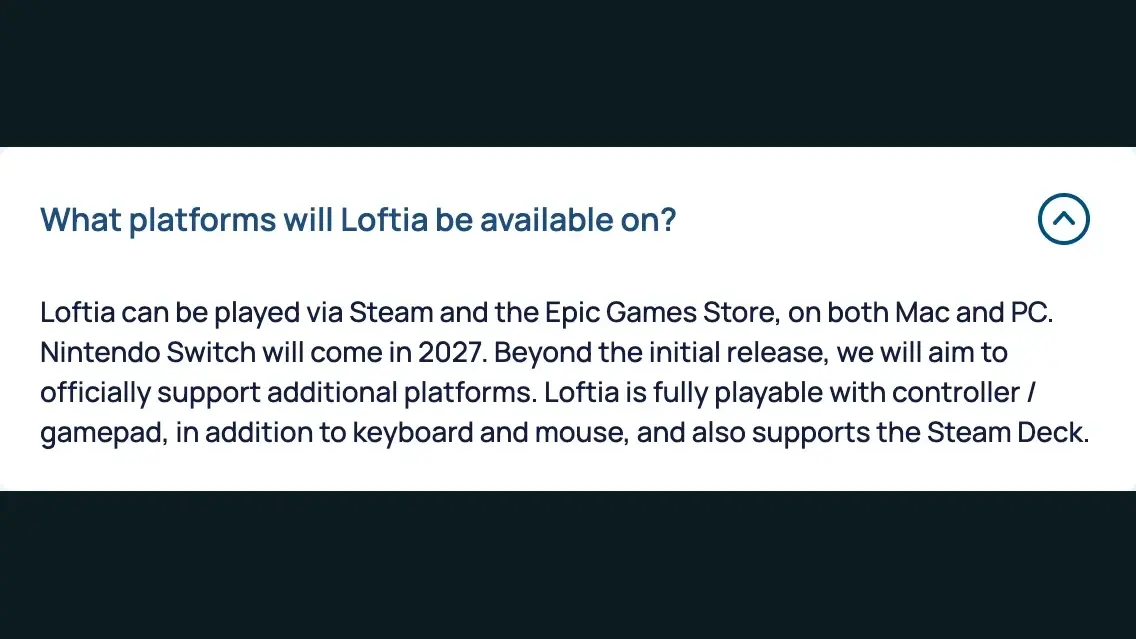 The announced platforms, storefronts, controller support, and Steam Deck support